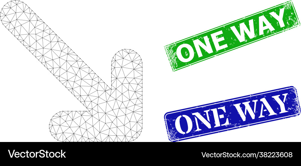 Scratched one way stamp seals and triangular mesh Scratched one way stamp seals and triangular mesh vector image