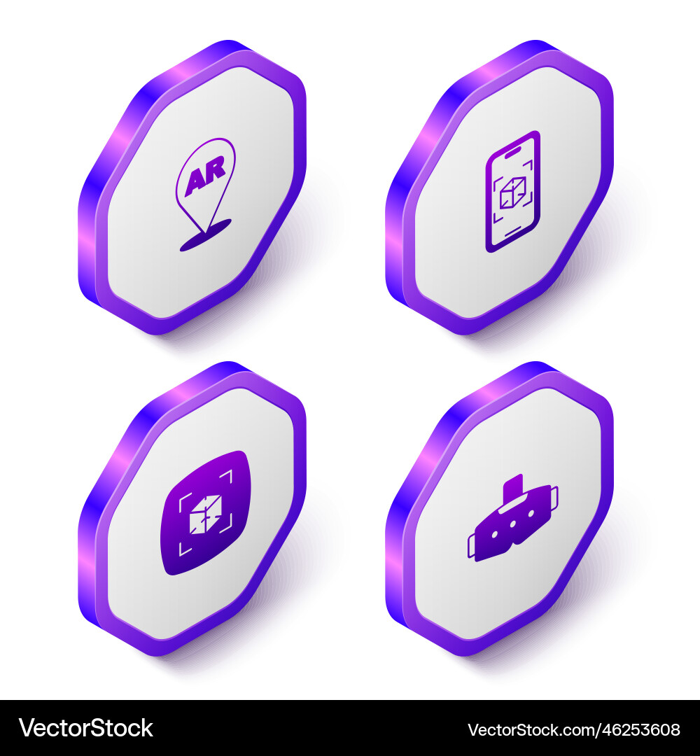 Set isometric augmented reality ar 3d modeling Vector Image