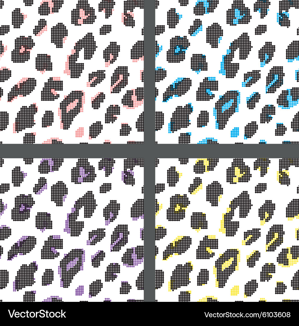 Set leopard print pattern fur vector image