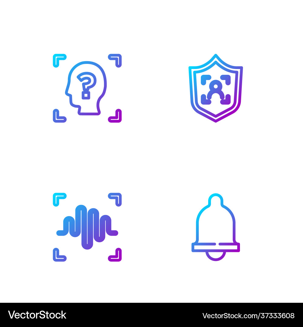 Set line motion sensor voice recognition face Set line motion sensor voice recognition face vector image