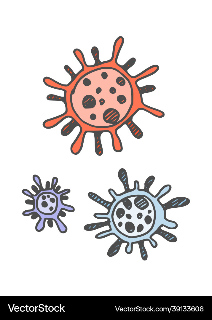 Simple drawing of bacteria in color viruses new Simple drawing of bacteria in color viruses new vector image