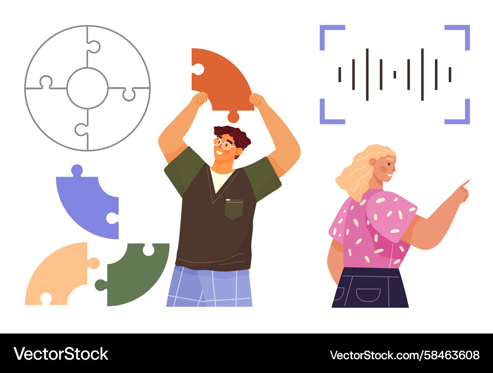 Teamwork & Problem Solving Concept Vector Image