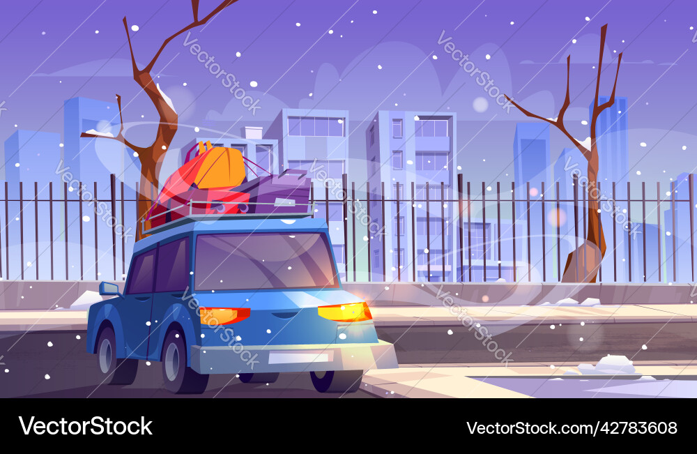 Wagen mit Gepäck und Taschen auf Dachrückblick Wagen mit Gepäck und Taschen auf Dachrückblick vektorbild