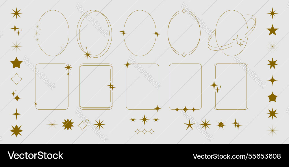 Y2k golden frames set isolated on background Y2k golden frames set isolated on background vector image