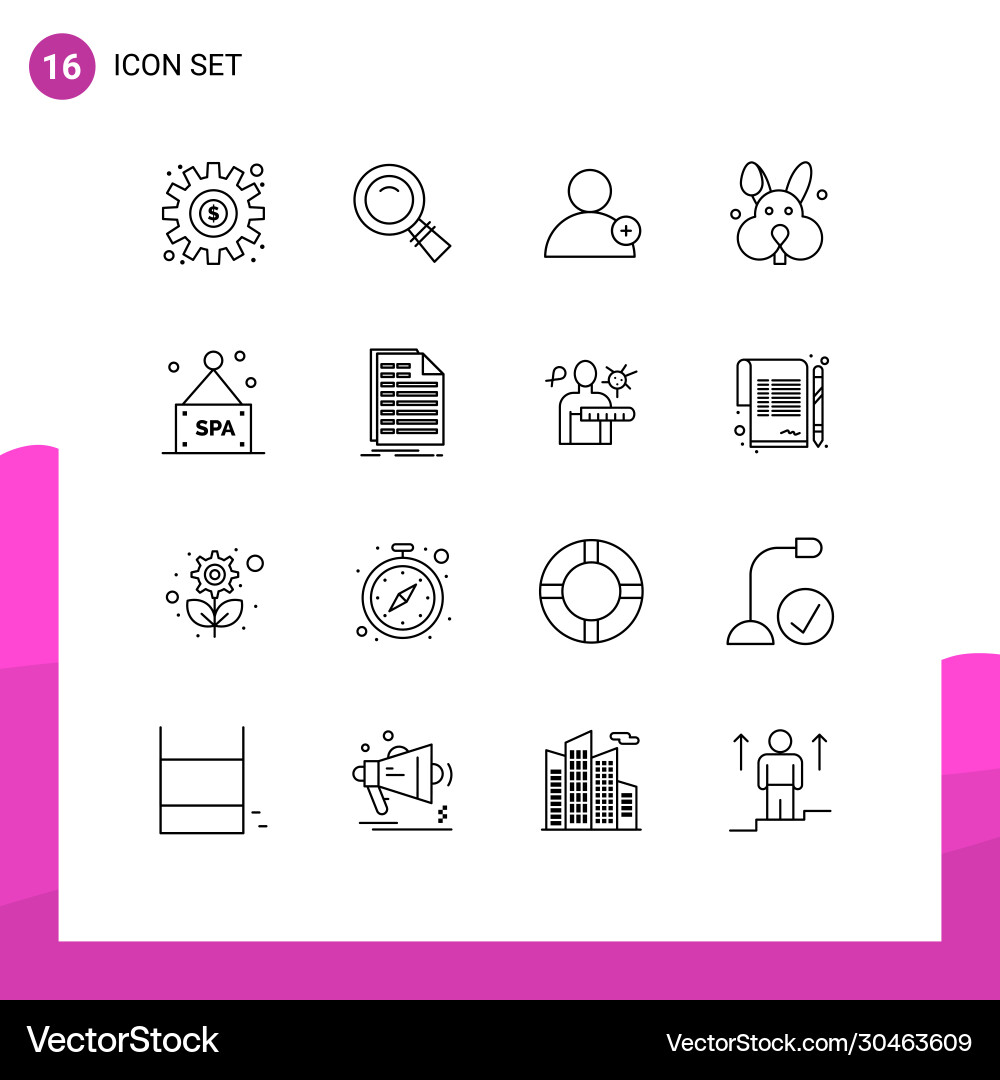 16 universal outlines set for web and mobile Vector Image