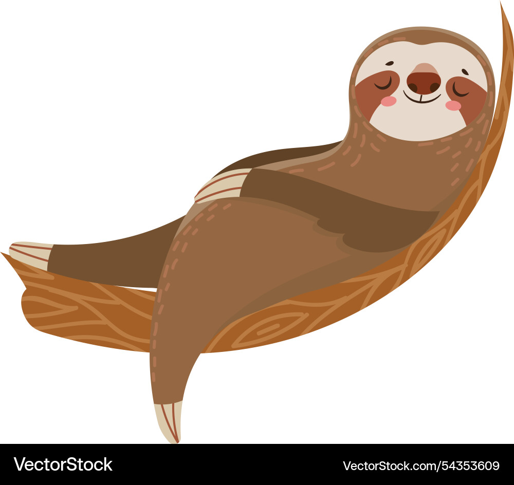 Adorable sloth napping on a tree branch Vector Image