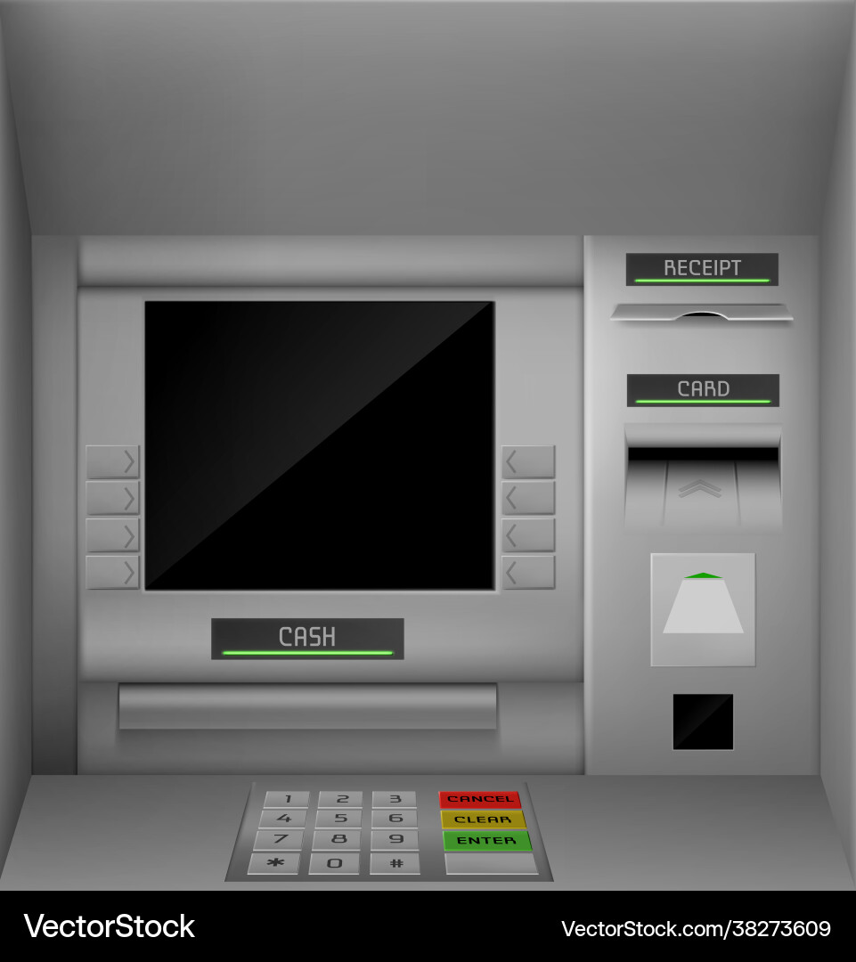 Atm screen automated teller machine monitor Atm screen automated teller machine monitor Vector Image