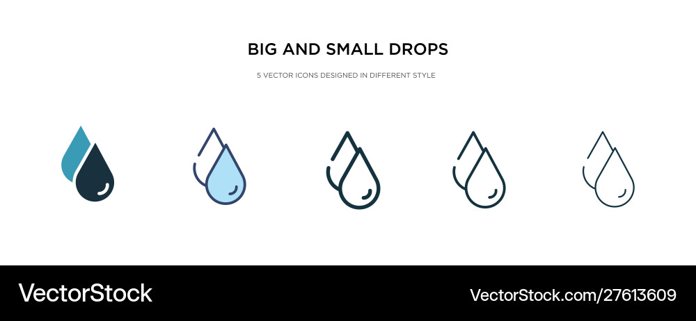 Big and small drops icon in different style two Big and small drops icon in different style two vector image