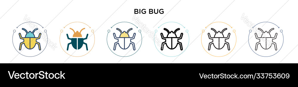 Big bug icon in filled thin line outline Vector Image