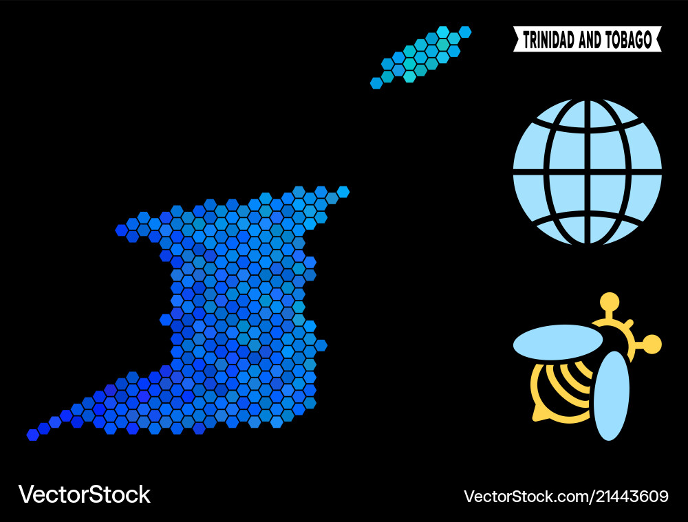 Blaues Hexagon Trinidad und Tobago Karte Blaues Hexagon Trinidad und Tobago Karte vektorbild