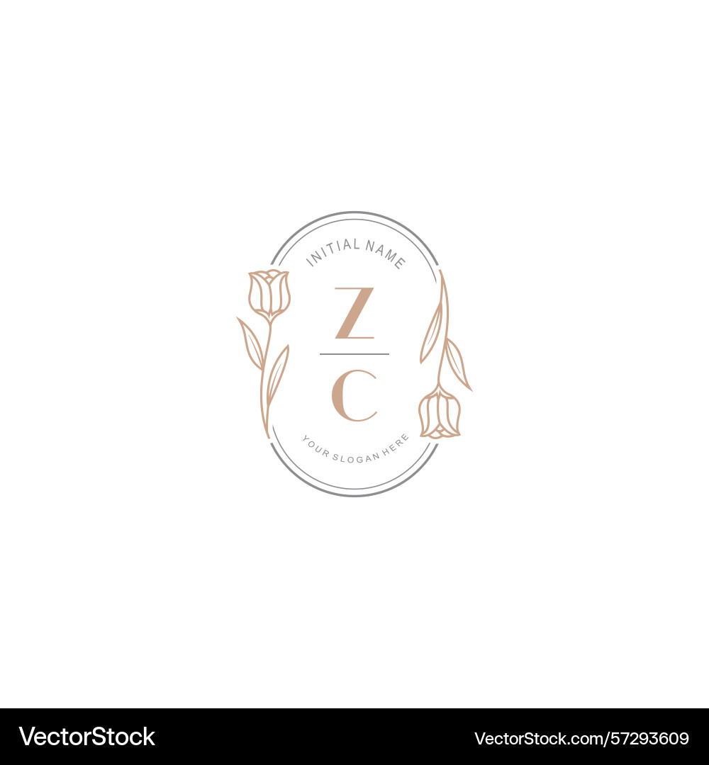Botanical monogram logos with initial zc Vector Image