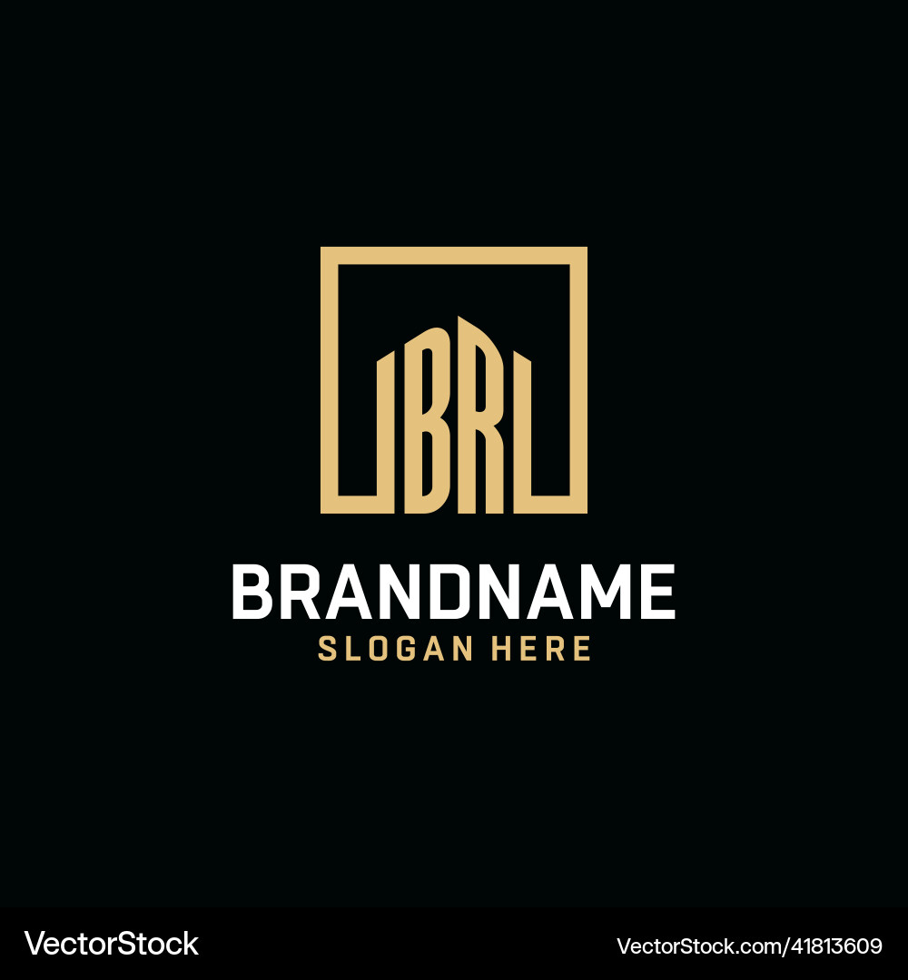 Br initial monogram logo design with square shape Vector Image
