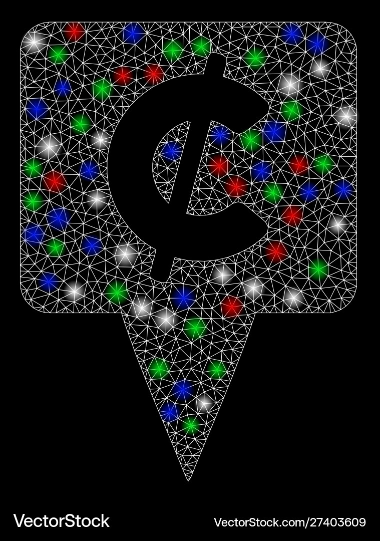 Bright mesh carcass cent map pointer with flash Bright mesh carcass cent map pointer with flash vector image