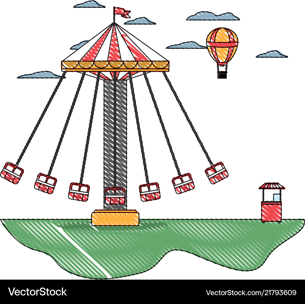 Doodle mechanische Schaukelstuhl und Luftballon Doodle mechanische Schaukelstuhl und Luftballon vektorbild