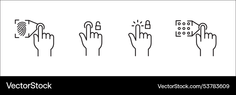 Finger print lock touch icons pattern screen Vector Image
