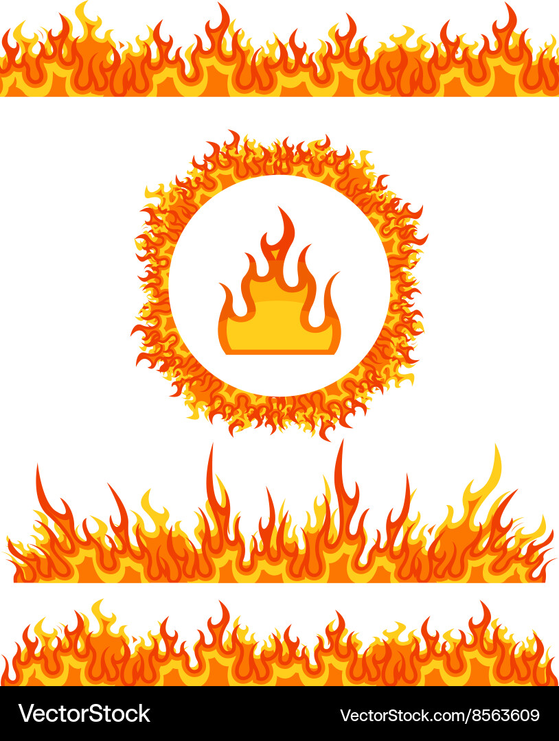 Fire Flame Border Patterns vector image