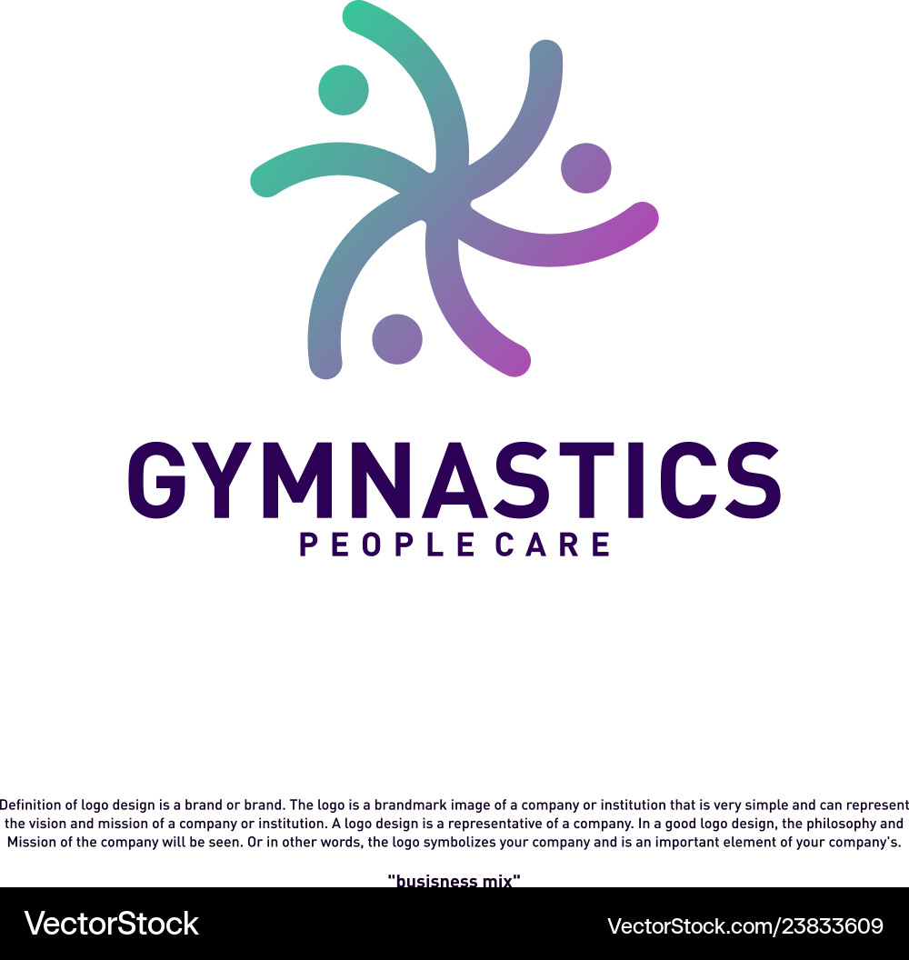 Fun people healthy logo design concept gymnastics – Royalty-Free Vector |  VectorStock, image size:1000x1056