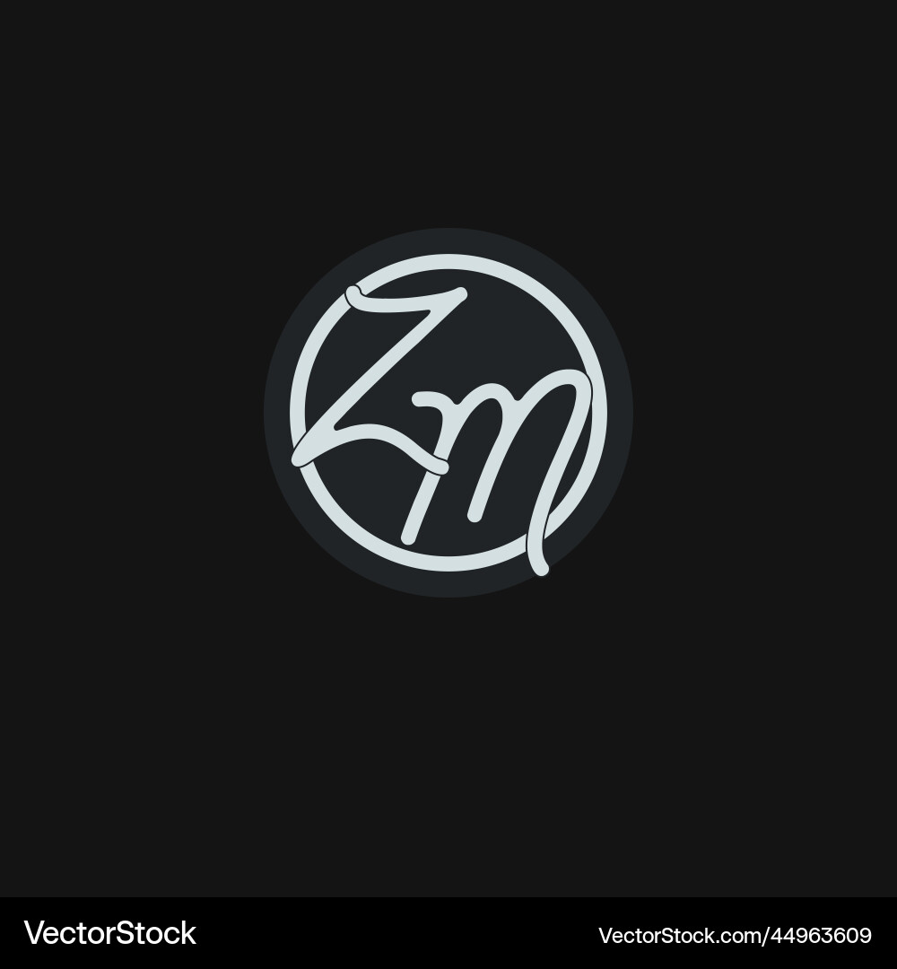 Initials zm logo monogram with simple circle line Initials zm logo monogram with simple circle line Vector Image