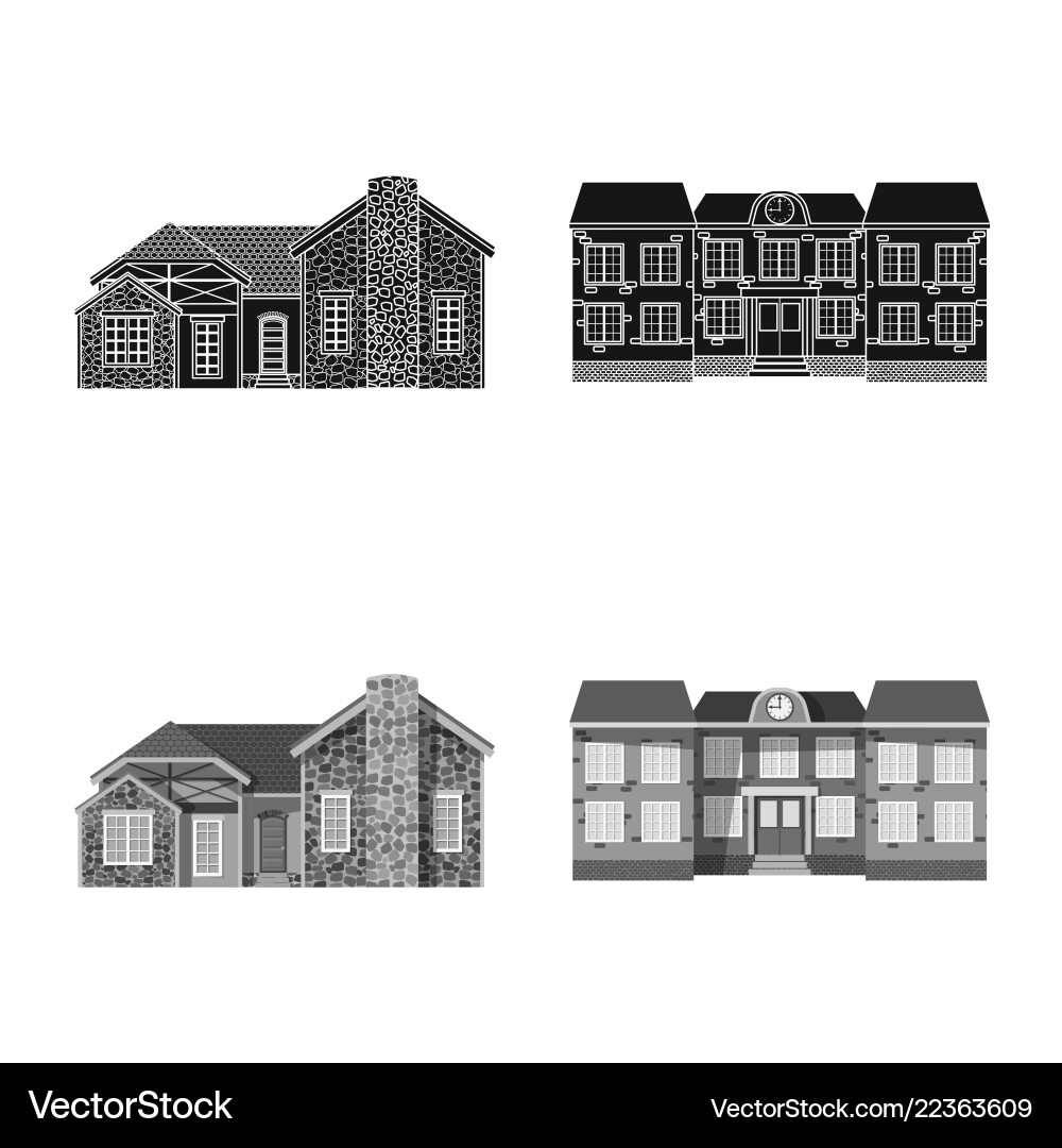 Isolated object of building and front sign set Isolated object of building and front sign set vector image