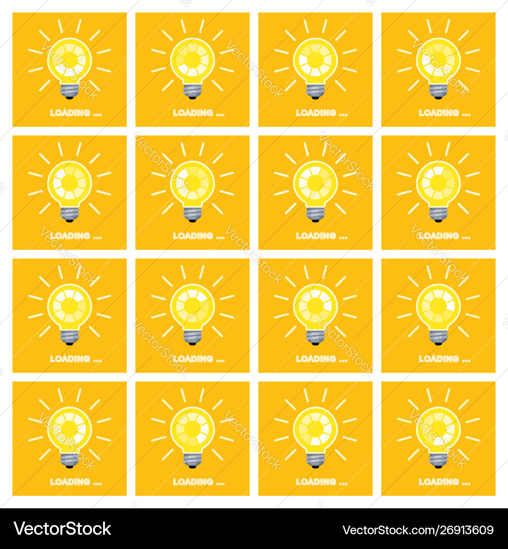 Light bulb with rotating preloader animation flat Light bulb with rotating preloader animation flat vector image