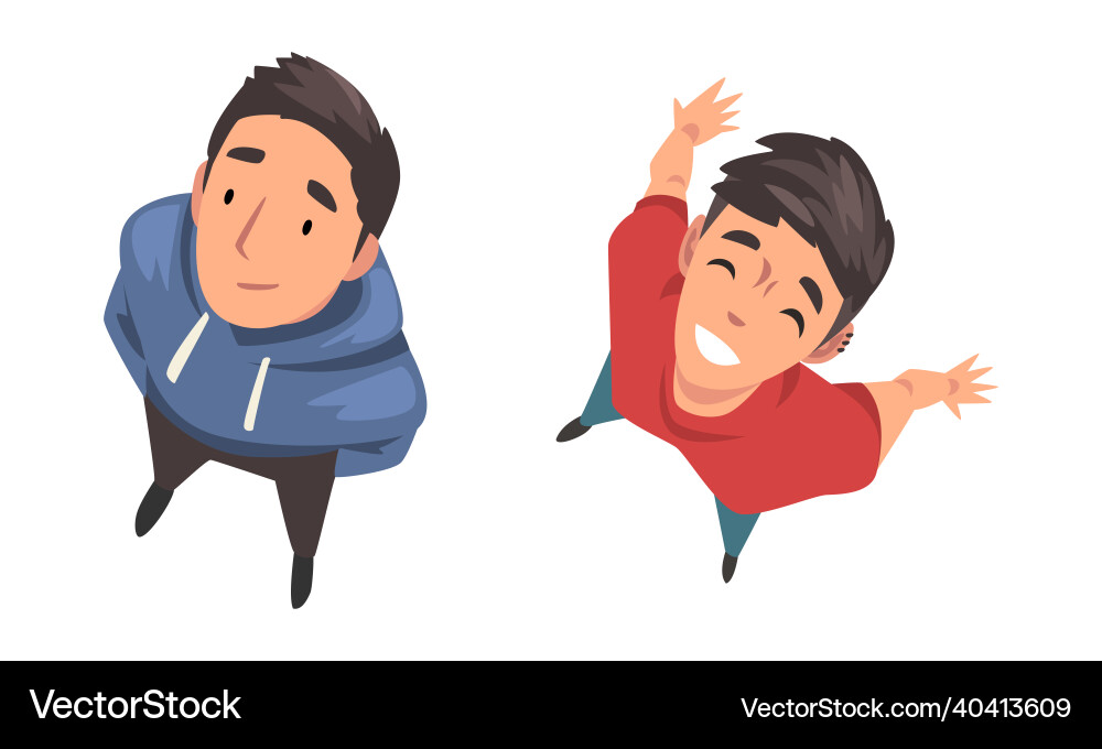 Man character looking up view from above Man character looking up view from above vector image