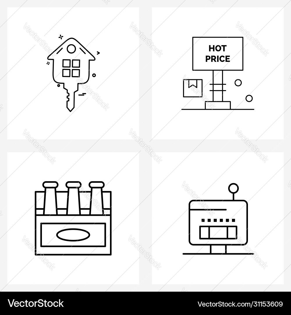 Modern style set 4 line pictograph grid based Vector Image