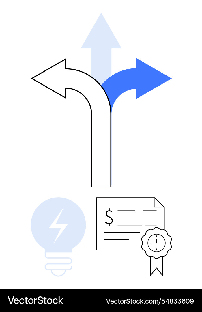 Multiple arrow paths with certificate vector image