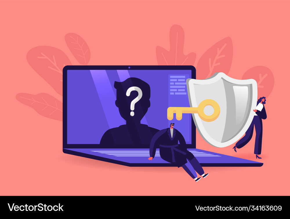 Online anonymity concept tiny users characters Online anonymity concept tiny users characters vector image