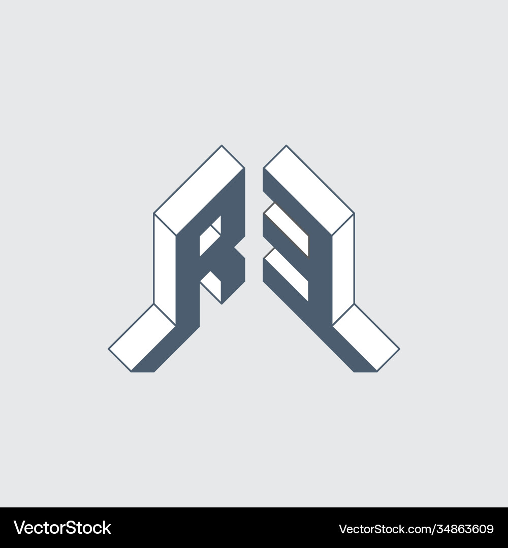 R3 - monogram or logotype isometric 3d font Vector Image