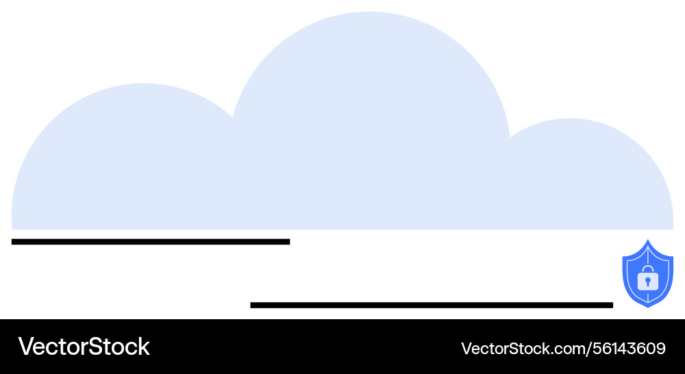 Secure cloud with shield lock emblem representing Secure cloud with shield lock emblem representing vector image