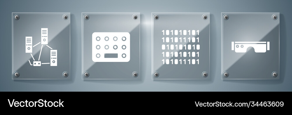 Set smart glasses binary code pills in blister Set smart glasses binary code pills in blister vector image