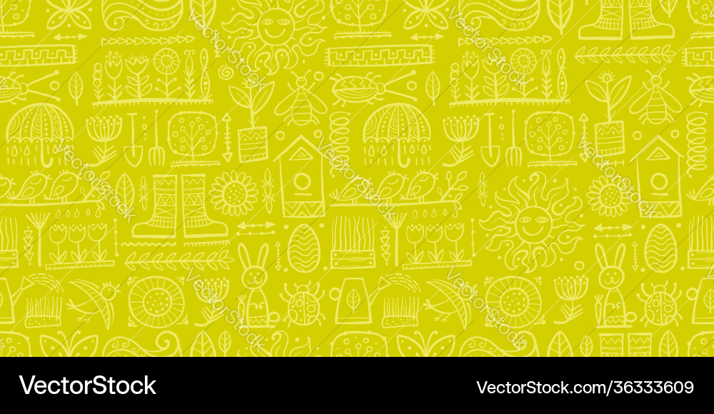Spring and gardening background seamless pattern vector image