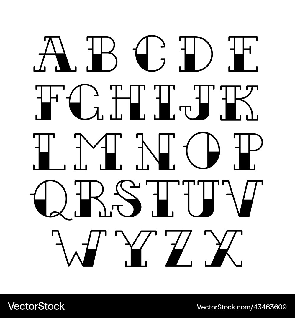 Traditional tattoo alphabet font Royalty Free Vector Image
