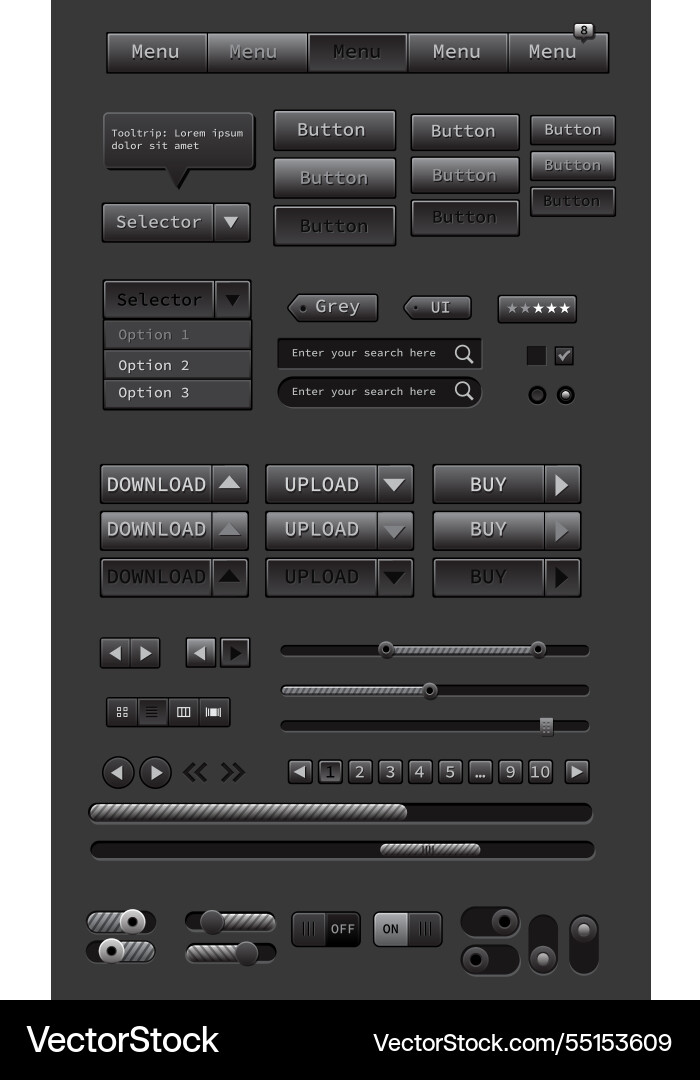 User interface button tool kit set geometric User interface button tool kit set geometric vector image