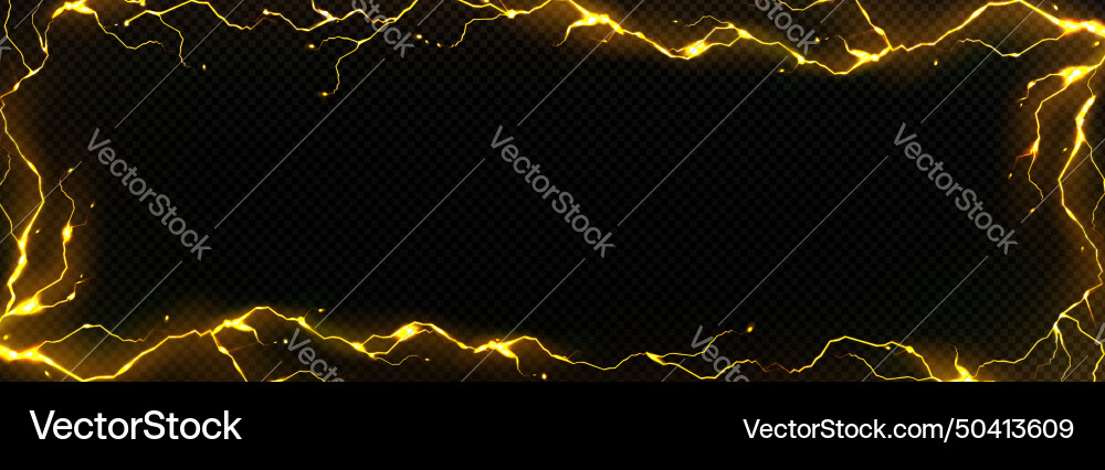 Yellow lightning frame on transparent background Yellow lightning frame on transparent background vector image