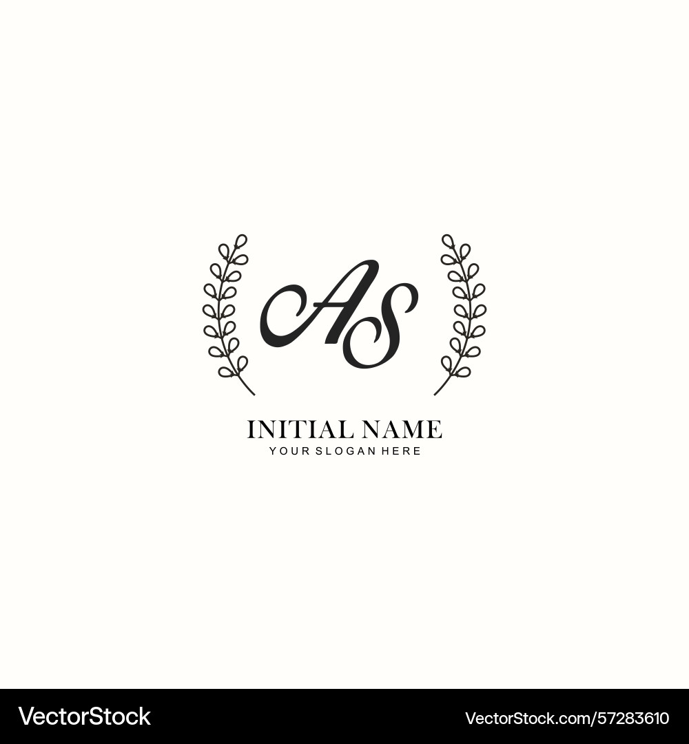 As initial logo templates with botanical elements vector image