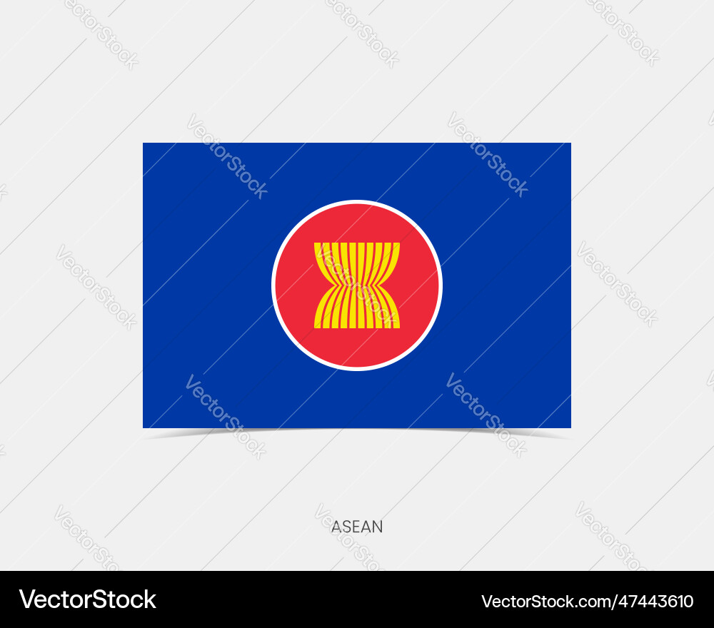 Asean rectangle flag icon with shadow Vector Image