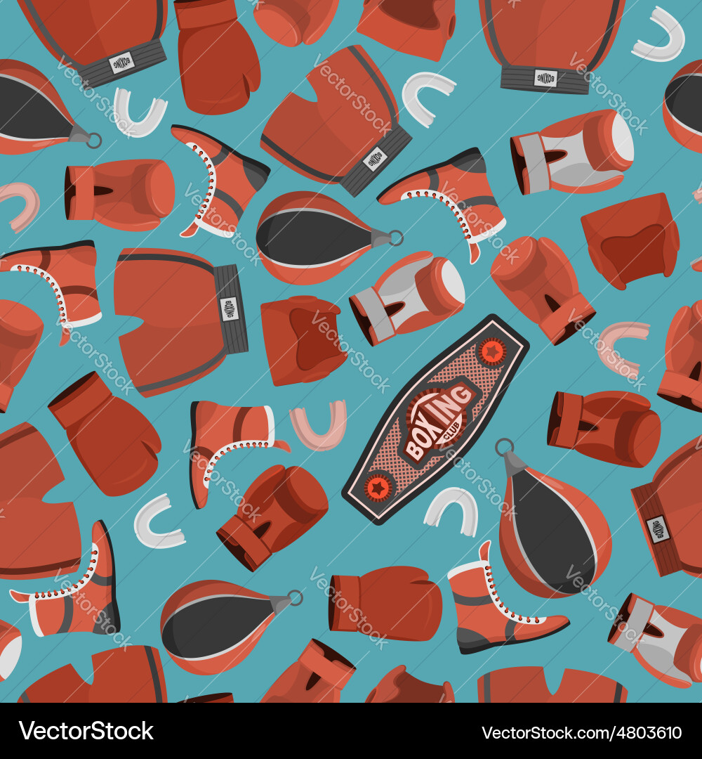 Boxing objects seamless pattern background gloves vector image