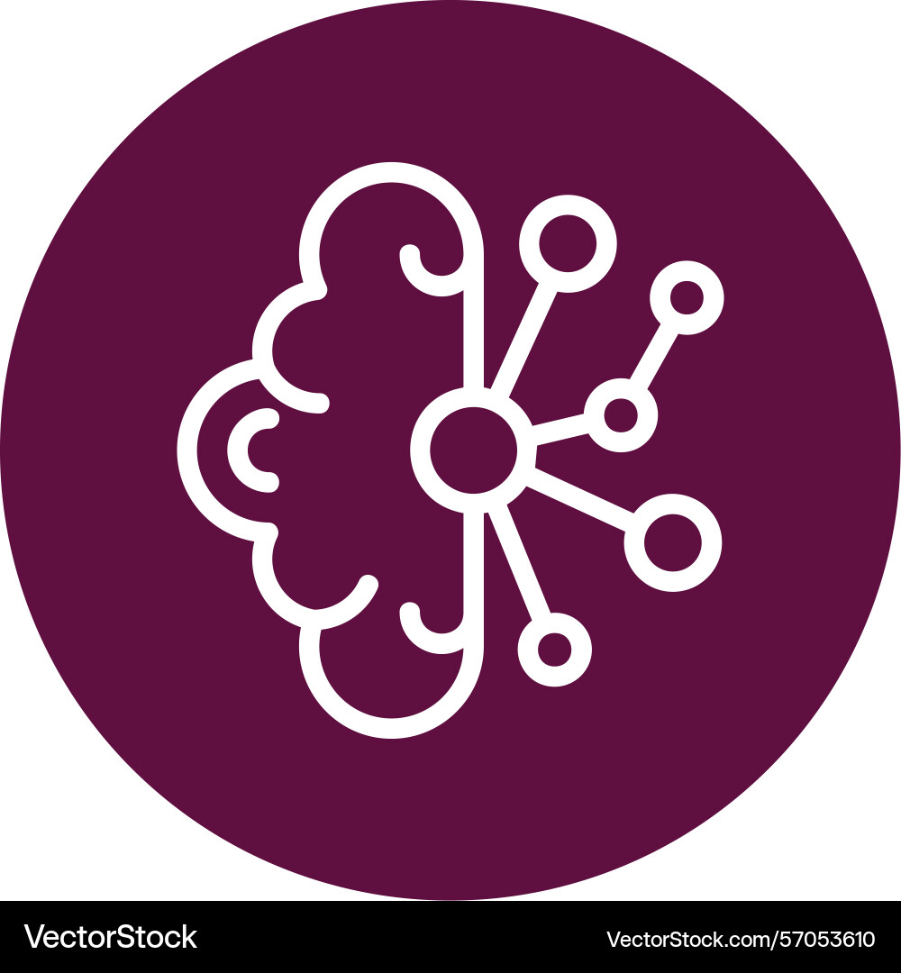 Brain interface line circle style icon design vector image