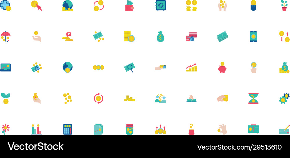 Bundle saving set flat style icons Bundle saving set flat style icons Vector Image