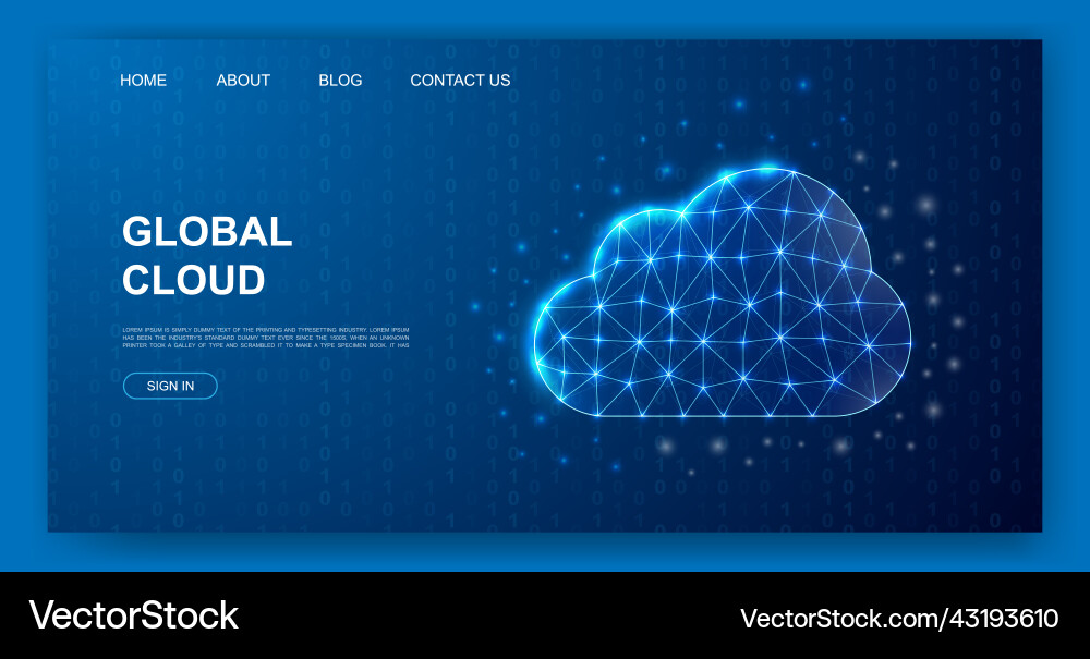 Cloud 3d polygonal website template database vector image