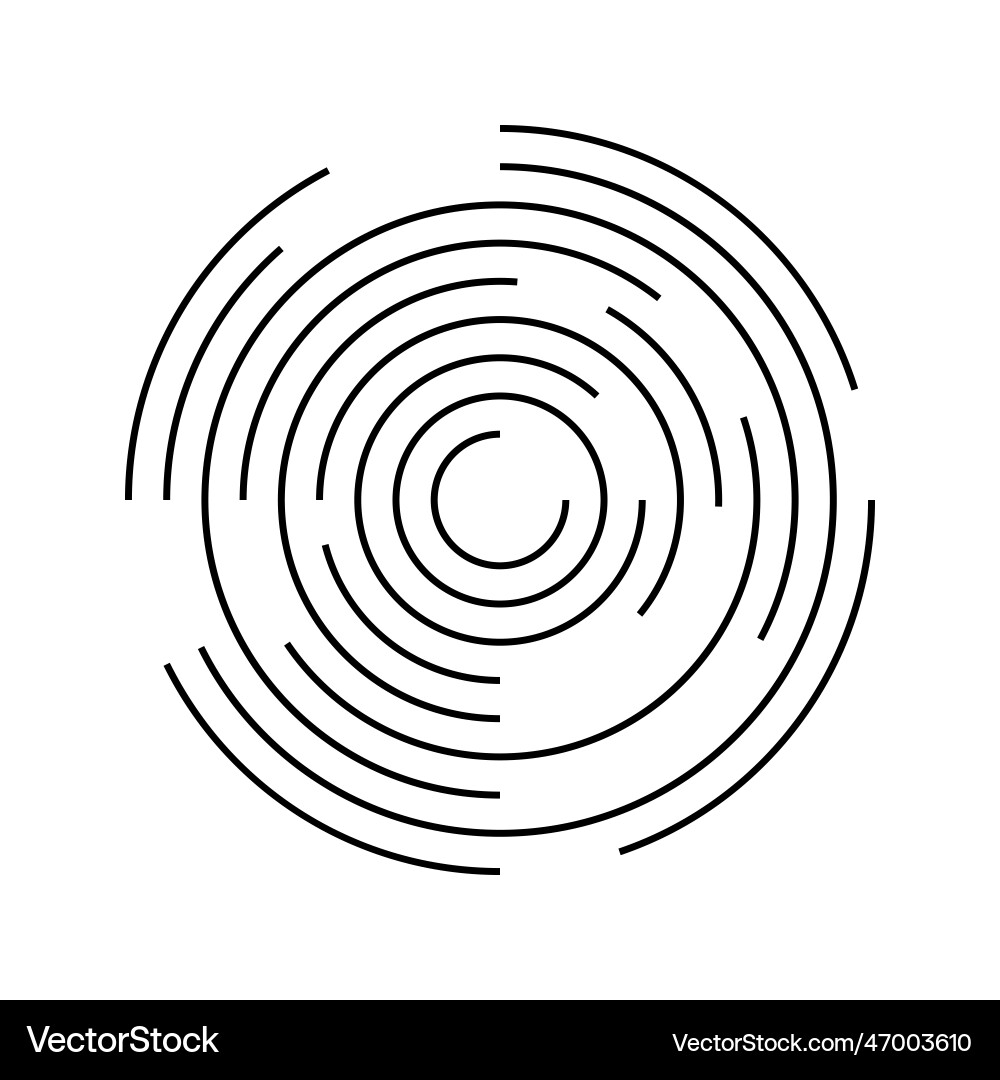 Concentric circles with broken lines isolated vector image