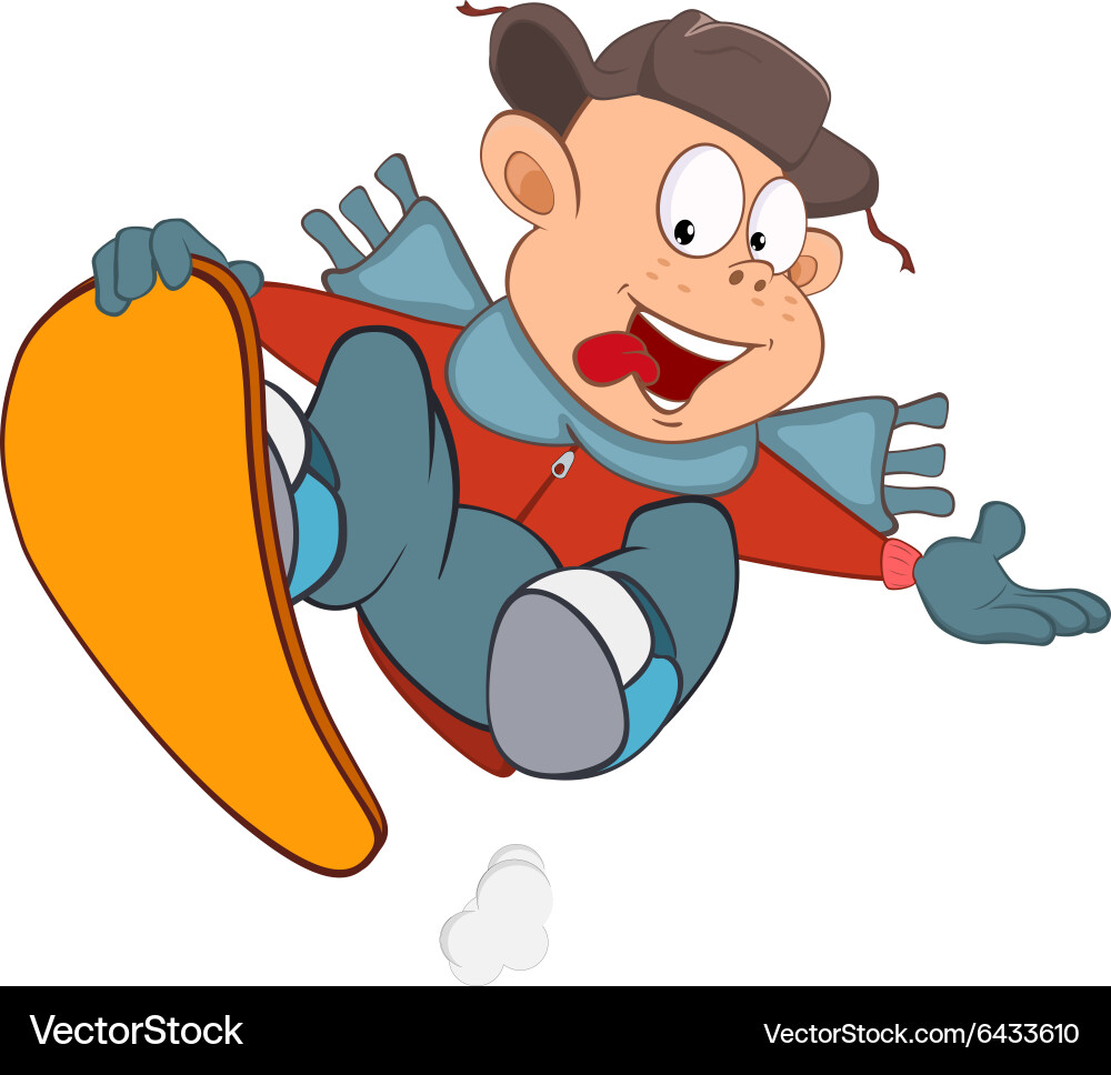 Cute boy snowboarding cartoon Vector Image