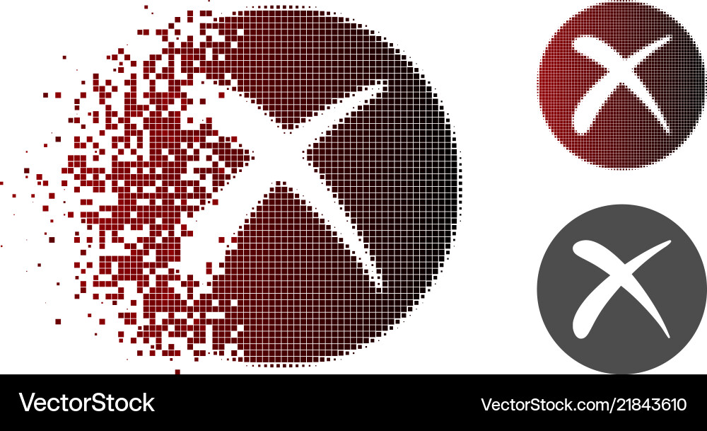 Decomposed pixelated halftone delete icon Decomposed pixelated halftone delete icon vector image