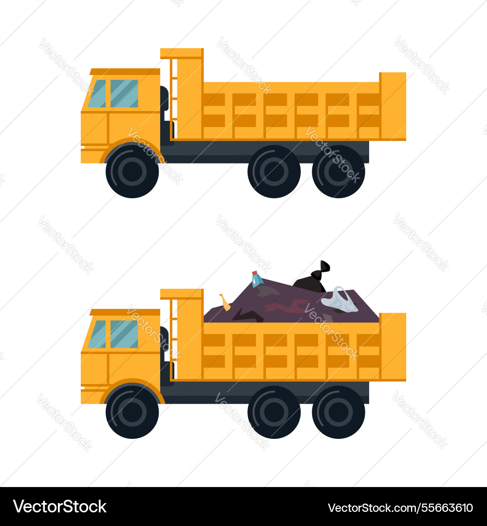 Dump truck icons in flat style Dump truck icons in flat style vector image