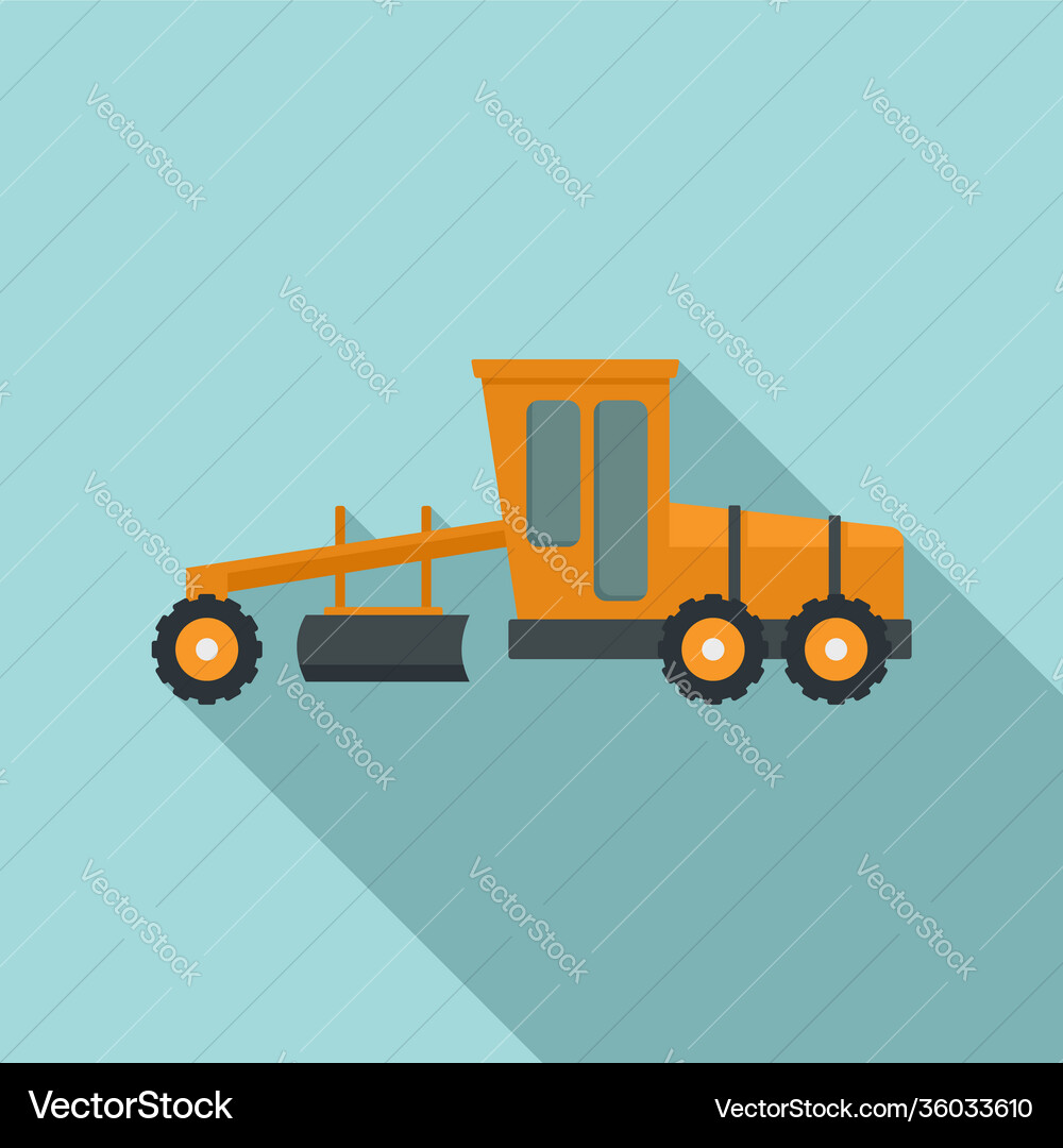 Grader machine construction icon flat style vector image