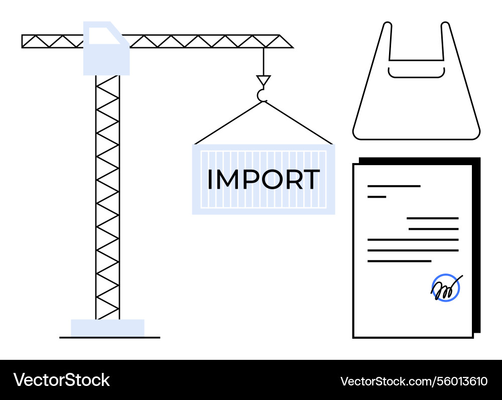 Import process with crane shipping container Import process with crane shipping container vector image