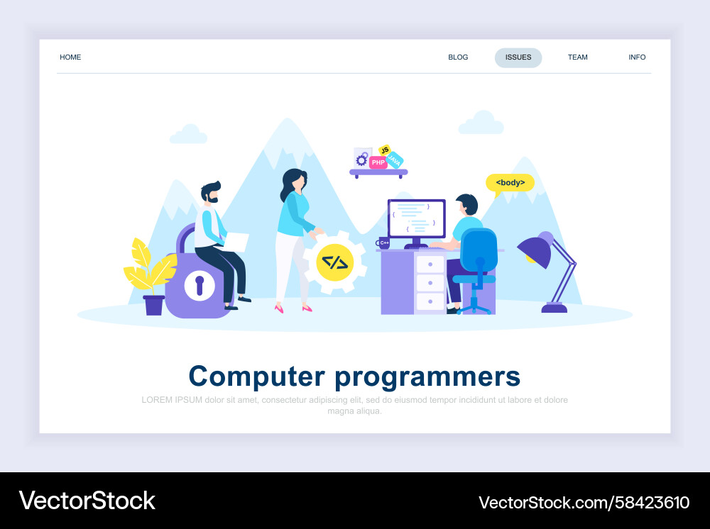 Modern Computer Programmers Flat Concept Vector Image