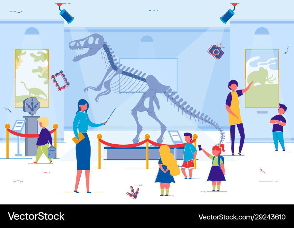 Museum excursion for school or preschool kids Museum excursion for school or preschool kids vector image
