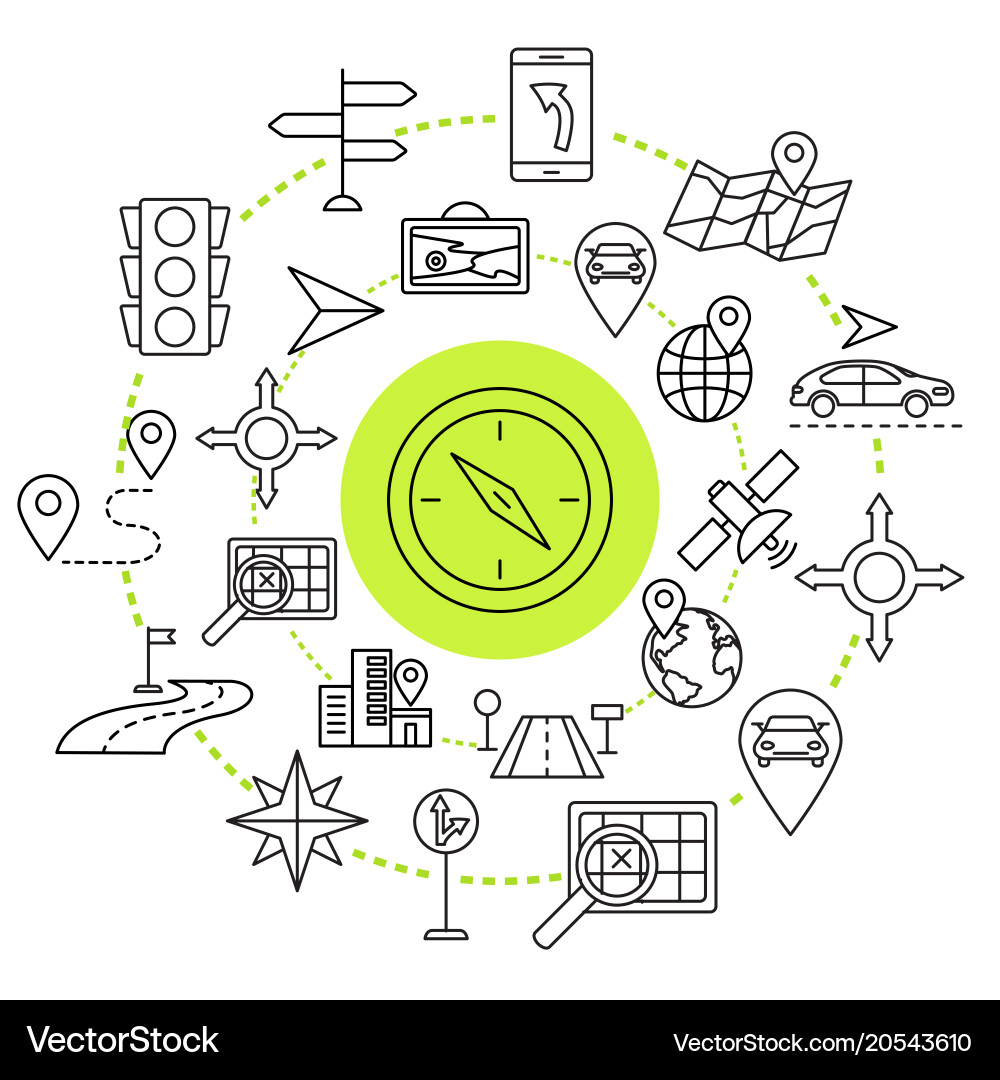 Navigation outline web icons set Vector Image
